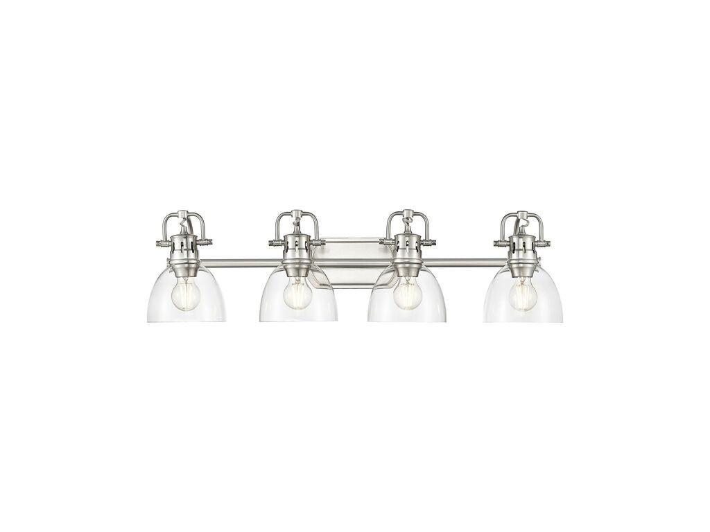 Golden - 3602-BA4 PW-CLR - Four Light Vanity - Duncan - Pewter