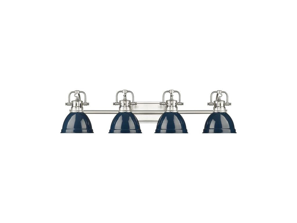 Golden - 3602-BA4 PW-NVY - Four Light Vanity - Duncan - Pewter