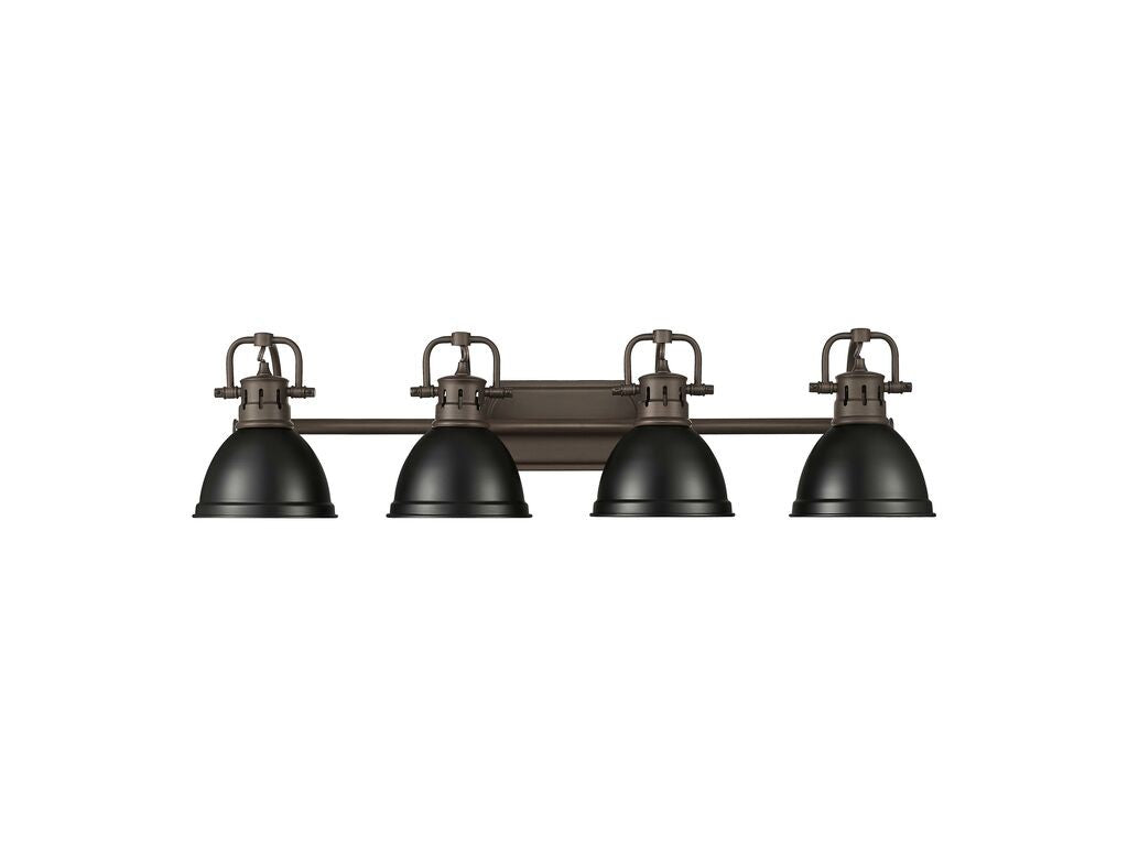 Golden - 3602-BA4 RBZ-BLK - Four Light Vanity - Duncan - Rubbed Bronze