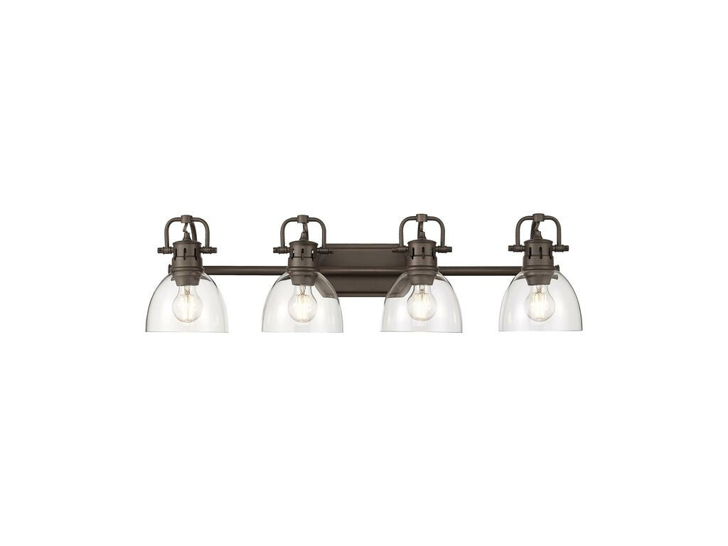 Golden - 3602-BA4 RBZ-CLR - Four Light Vanity - Duncan - Rubbed Bronze