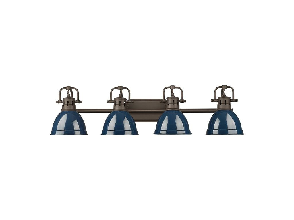Golden - 3602-BA4 RBZ-NVY - Four Light Vanity - Duncan - Rubbed Bronze
