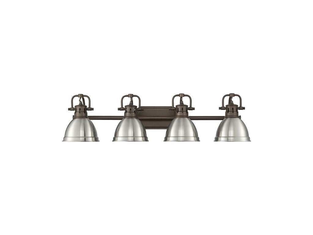 Golden - 3602-BA4 RBZ-PW - Four Light Vanity - Duncan - Rubbed Bronze