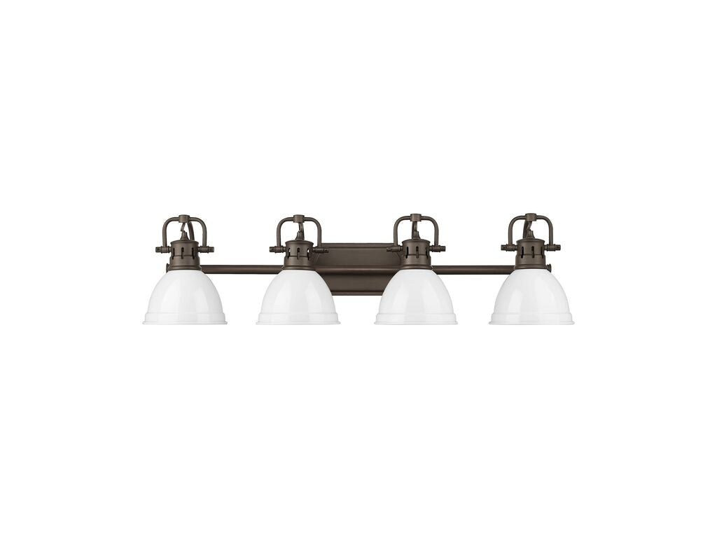 Golden - 3602-BA4 RBZ-WH - Four Light Vanity - Duncan - Rubbed Bronze
