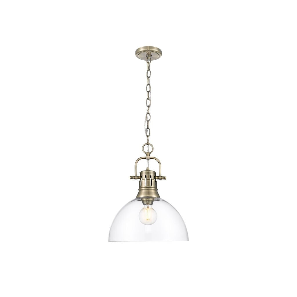 Golden - 3602-L AB-CLR - One Light Pendant - Duncan - Aged Brass