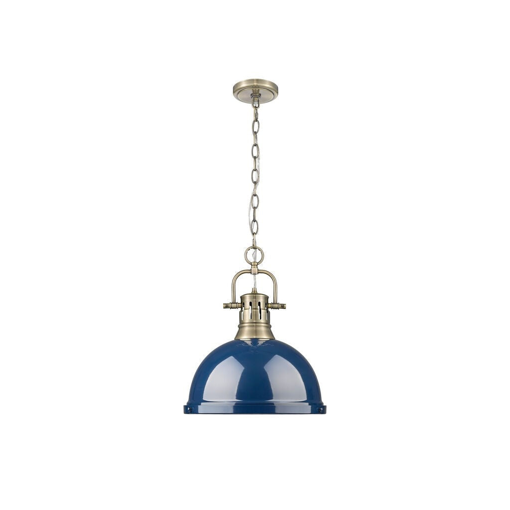 Golden - 3602-L AB-NVY - One Light Pendant - Duncan - Aged Brass