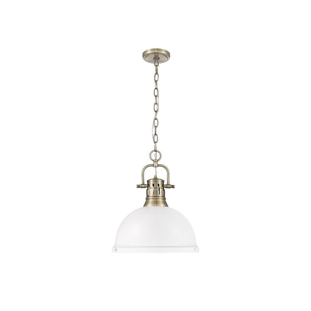 Golden - 3602-L AB-WHT - One Light Pendant - Duncan - Aged Brass
