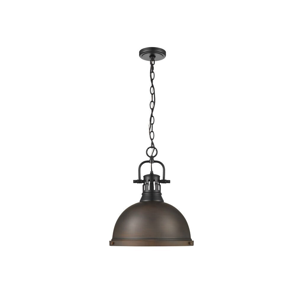 Golden - 3602-L BLK-RBZ - One Light Pendant - Duncan - Matte Black