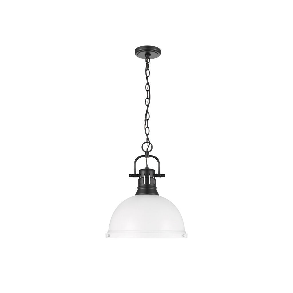 Golden - 3602-L BLK-WHT - One Light Pendant - Duncan - Matte Black