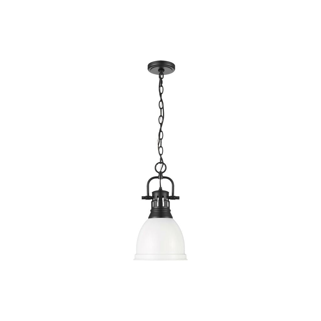 Golden - 3602-S BLK-WHT - One Light Pendant - Duncan - Matte Black