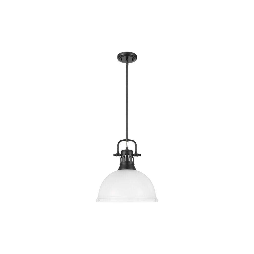 Golden - 3604-L BLK-WHT - One Light Pendant - Duncan - Matte Black