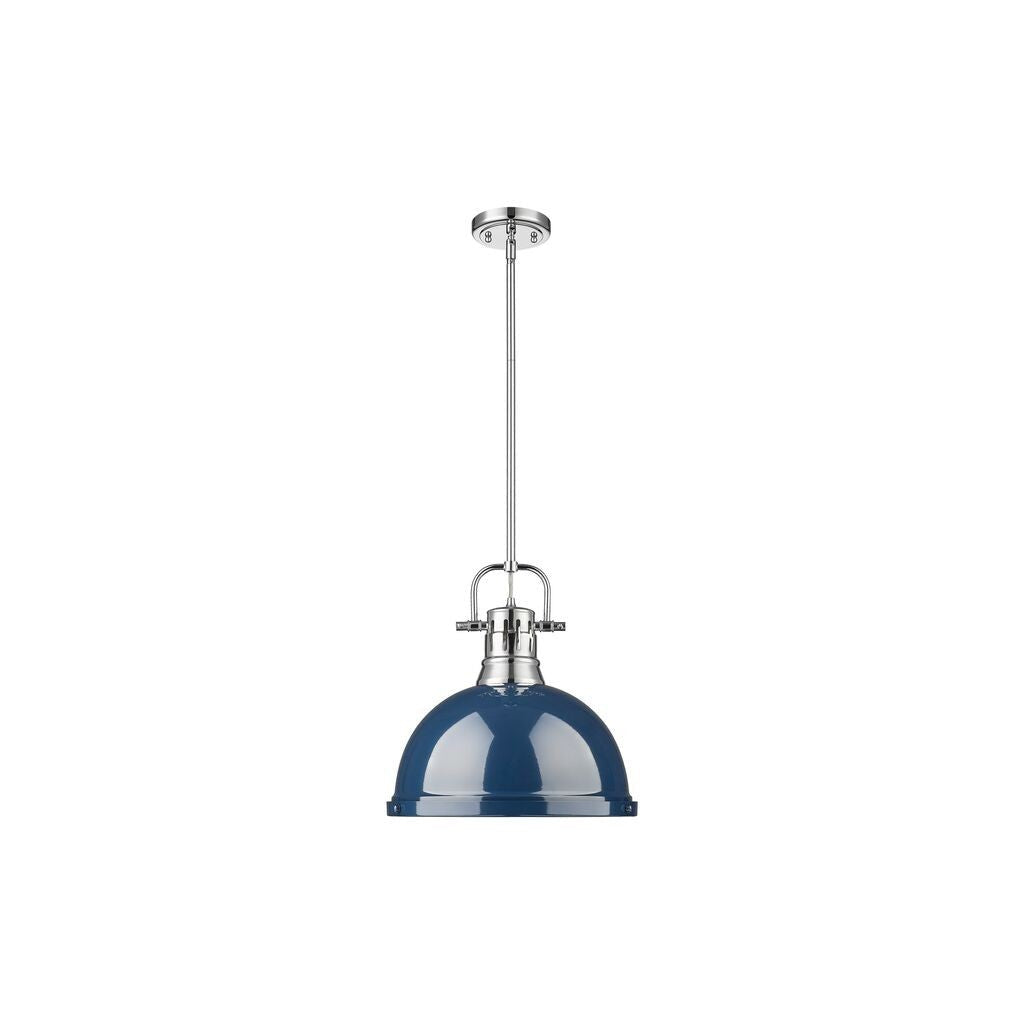 Golden - 3604-L CH-NVY - One Light Pendant - Duncan - Chrome