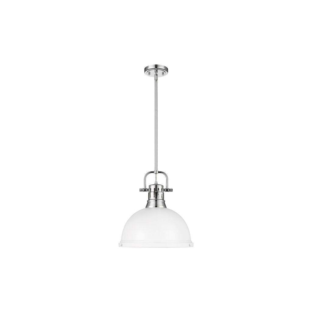 Golden - 3604-L CH-WHT - One Light Pendant - Duncan - Chrome