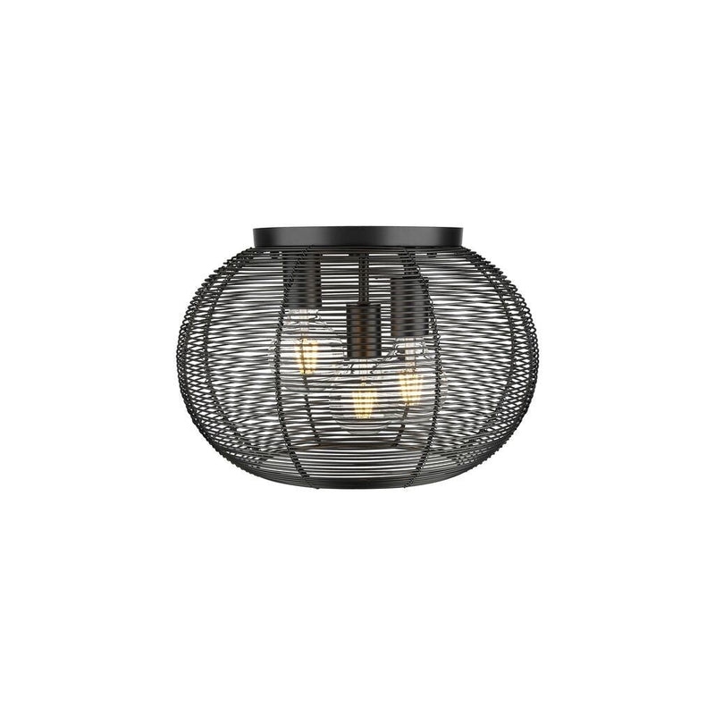 Golden - 6802-FM BLK - Three Light Flush Mount - Calypso - Matte Black