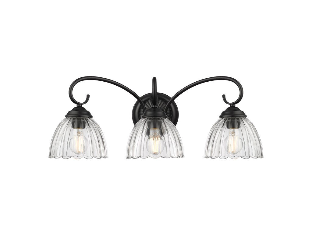Golden - 6952-BA3 BLK-CLR - Three Light Vanity - Audra - Matte Black