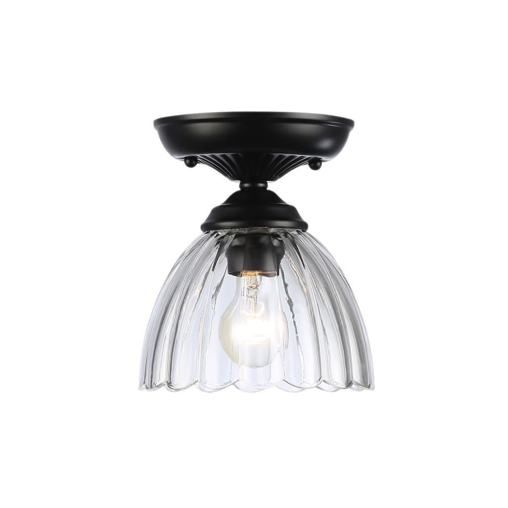Golden - 6952-SF7 BLK-CLR - One Light Semi-Flush Mount - Audra - Matte Black