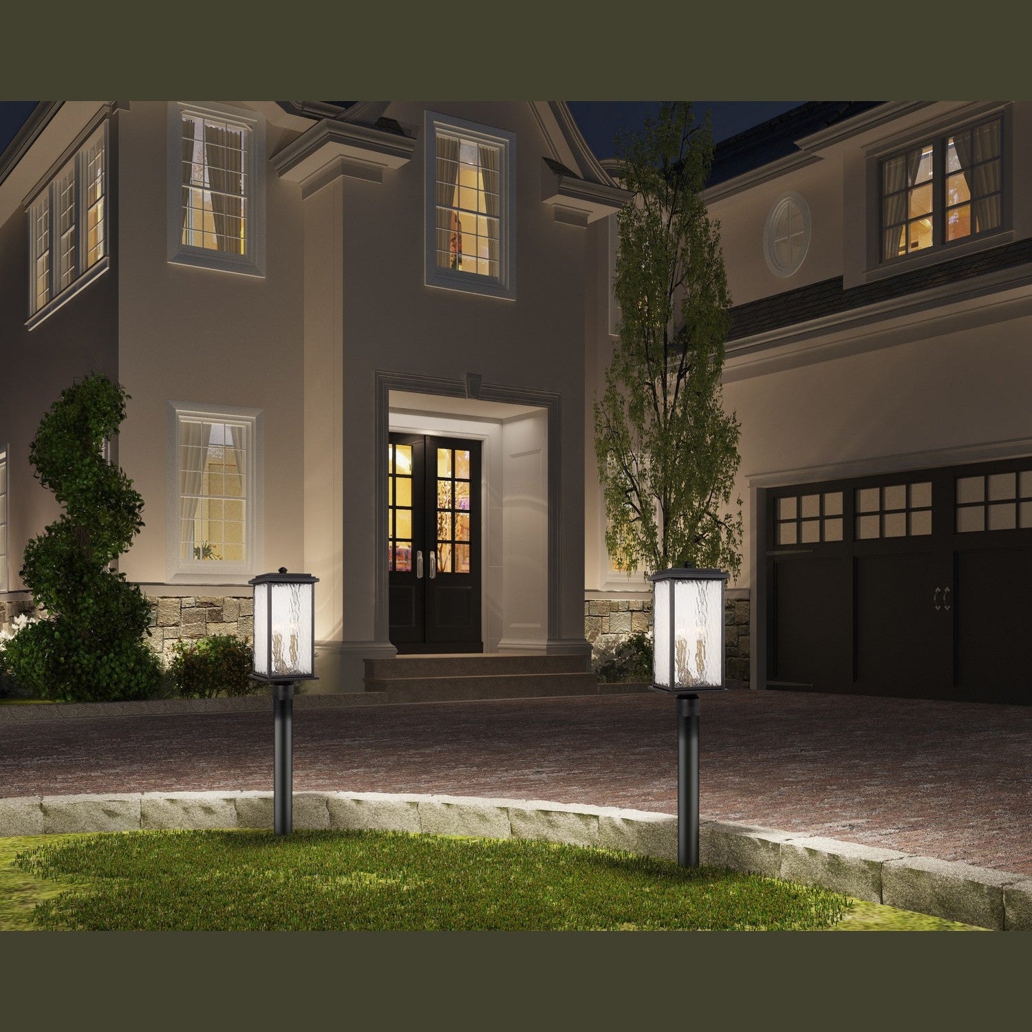 Artcraft - AC9273BK - Three Light Outdoor Post Mount - Estate - Black, Brass