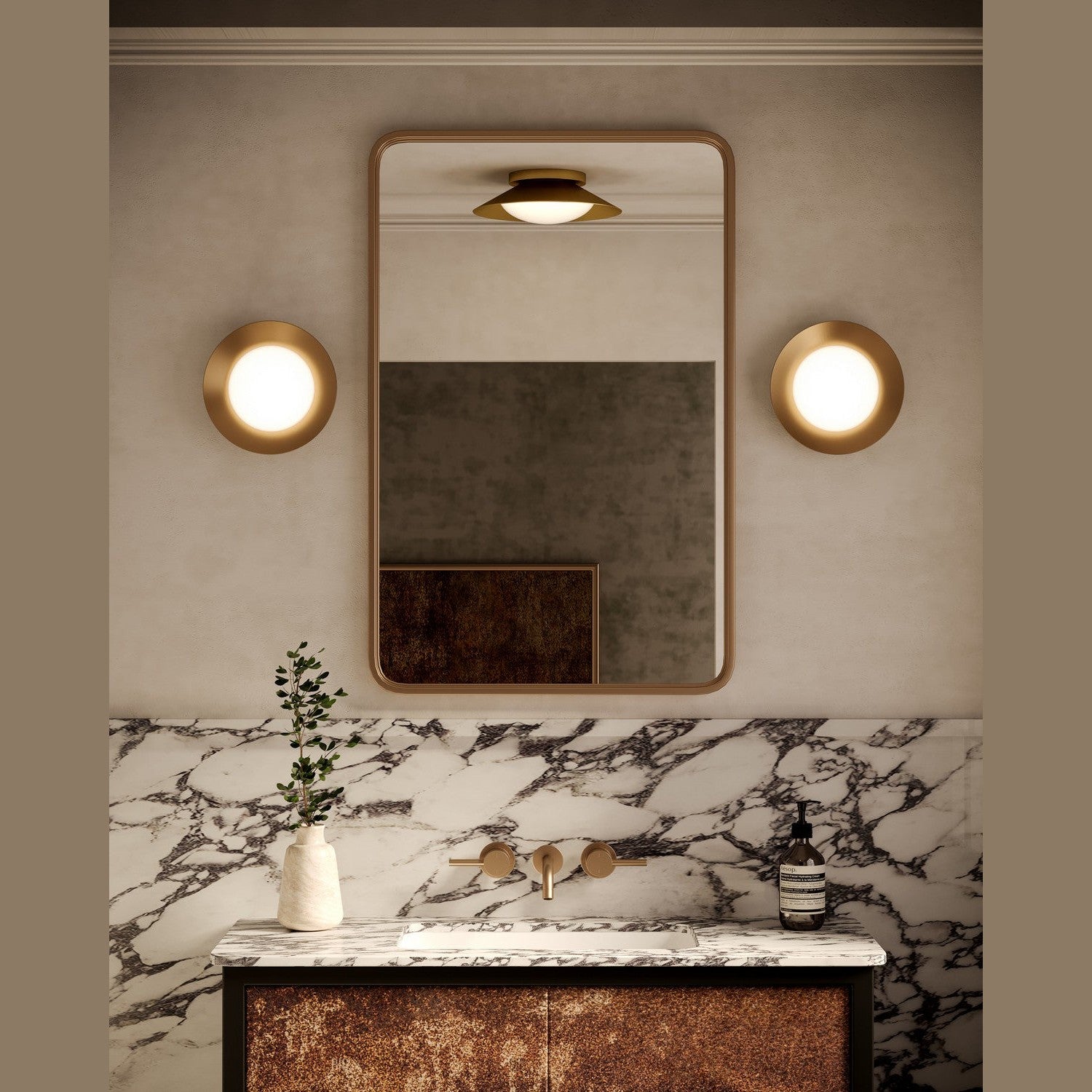 Kuzco Lighting - WS77909-BG/OP - LED Wall Sconce - Cleo - Brushed Gold/Opal Glass