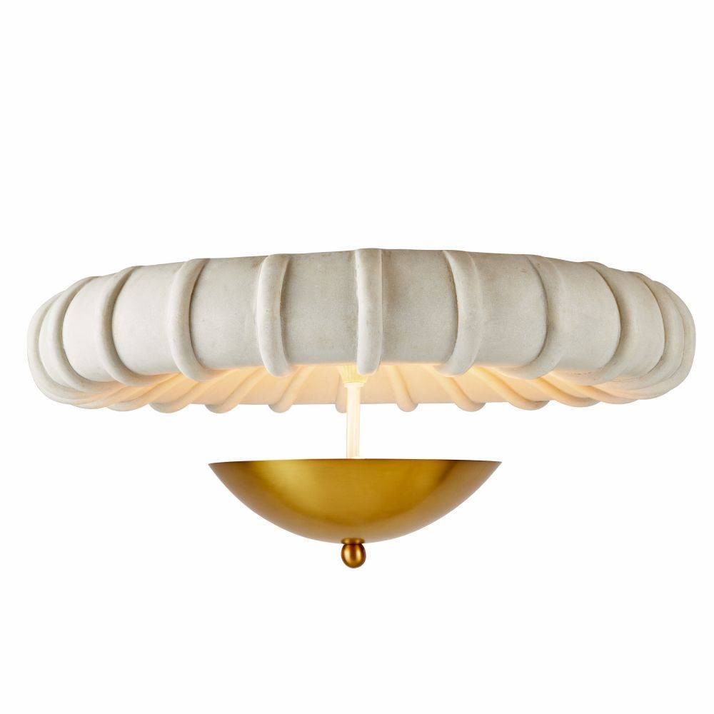 Arteriors - DFC12 - Three Light Flush Mount - Camella - Ivory/Antique Brass