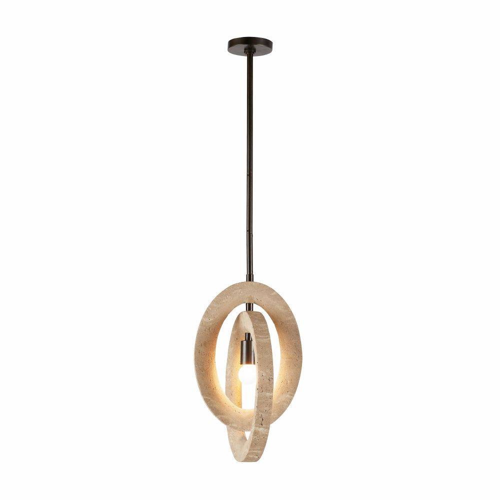 Arteriors - DPC15 - One Light Pendant - Collins - Faux Travertine/English Bronze