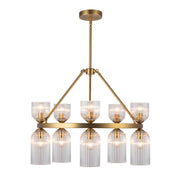 Alora - CH442626BGCR - Ten Light Chandelier - Nelly - Brushed Gold/Clear Ribbed Glass