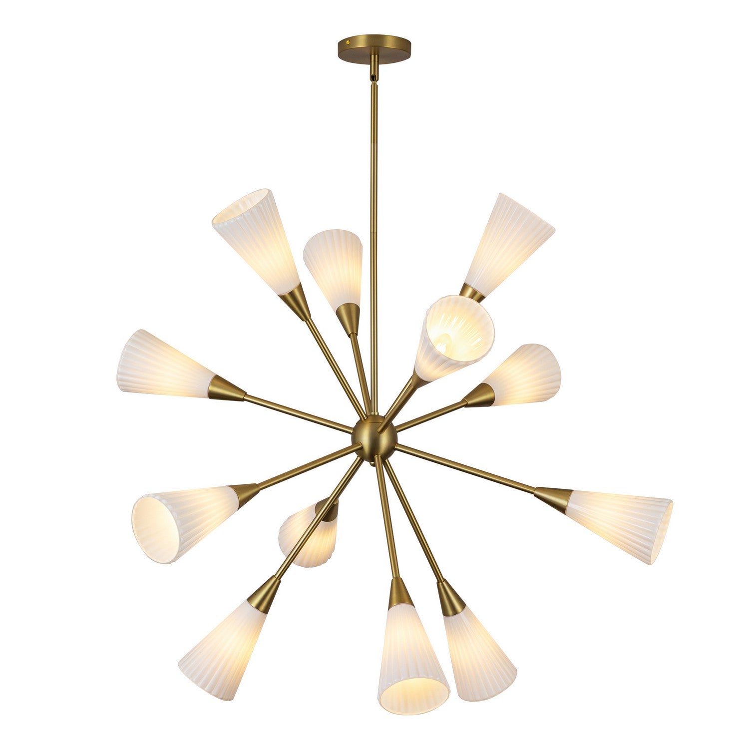 Alora - CH462039BGGR - 12 Light Chandelier - Cosmo - Brushed Gold/Glossy Ribbed Opal Glass