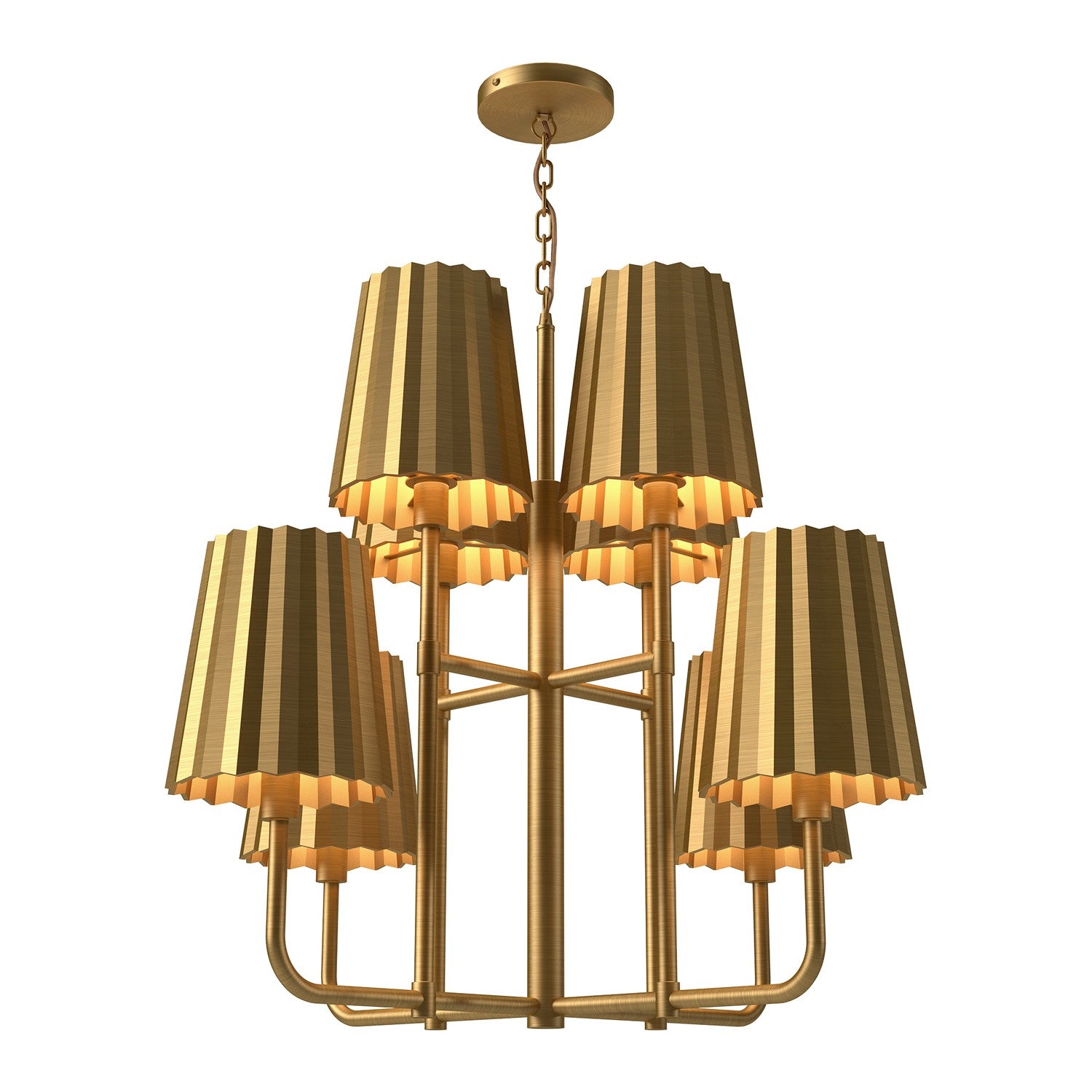 Alora - CH528830AG - Eight Light Chandelier - Plisse - Aged Gold