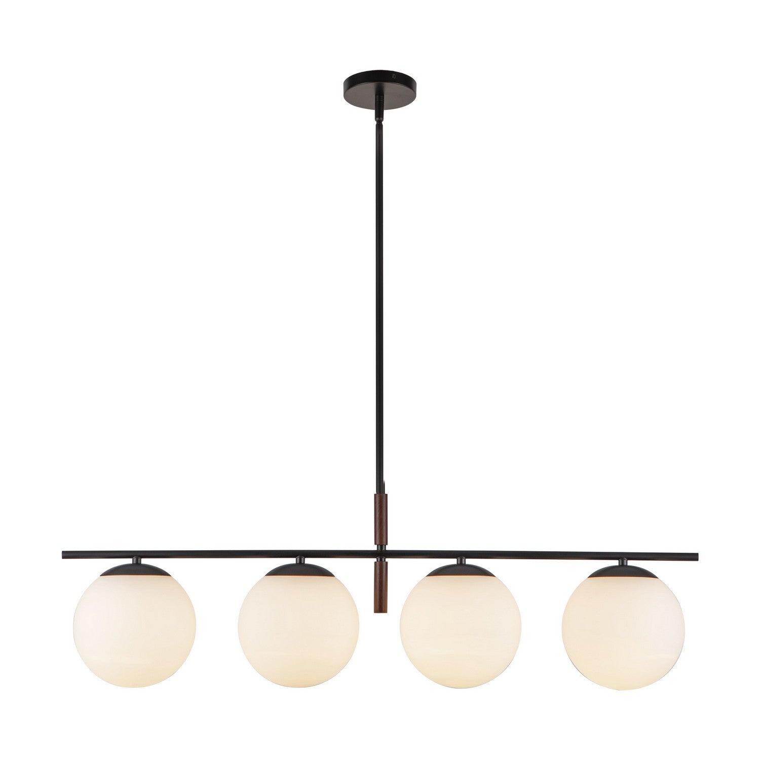 Alora - LP421437MBOP - Four Light Linear Pendant - Zuri - Matte Black/Opal Glass