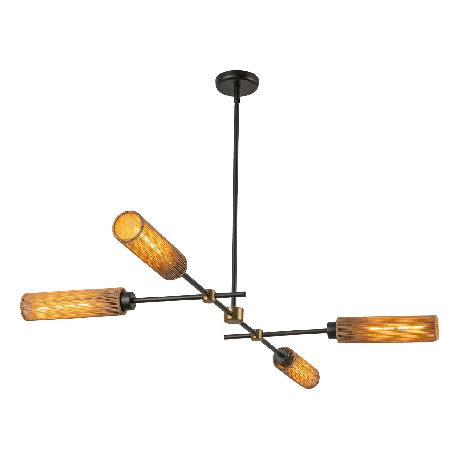 Alora - LP491452MBTJ - Four Light Linear Pendant - Colby - Matte Black/Tan Jute