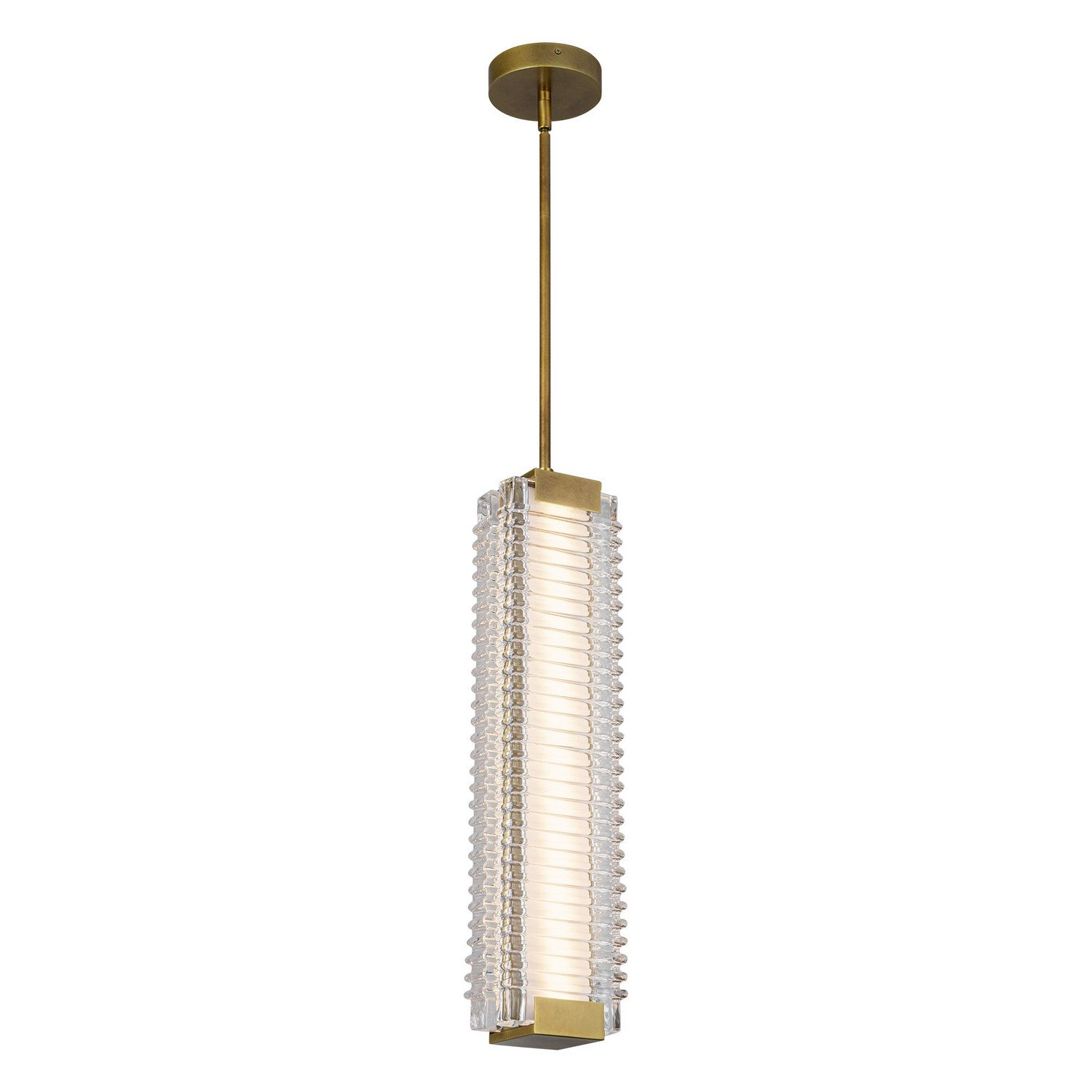Alora - PD374624VBCR-UNV - LED Pendant - Alai - Vintage Brass/Ribbed Glass