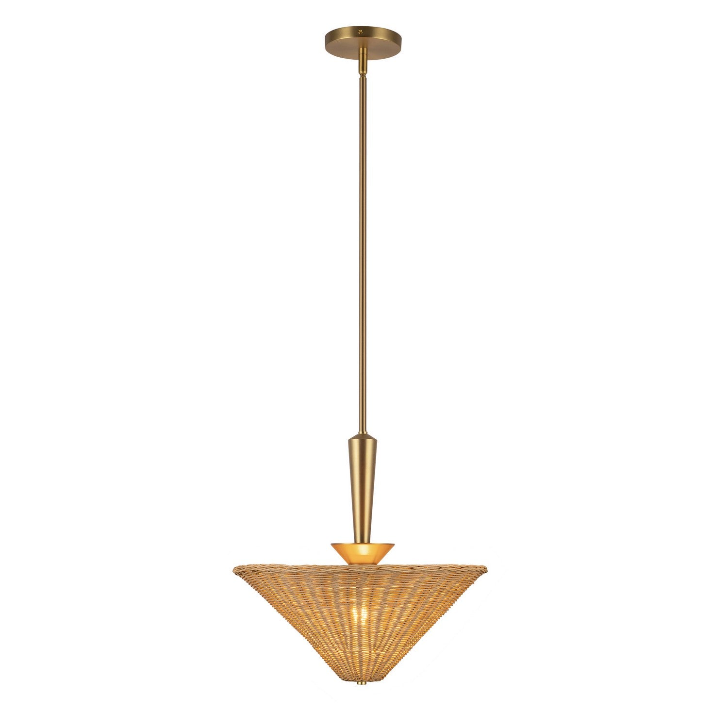 Alora - PD497016BGRA - One Light Pendant - Bridgette - Brushed Gold/Rattan
