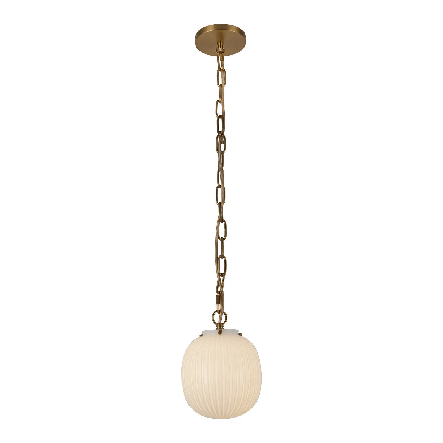 Alora - PD579107BGGR - One Light Pendant - Cherise - Brushed Gold/Glossy Ribbed Opal Glass