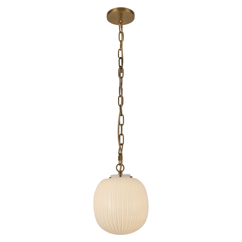 Alora - PD579112BGGR - One Light Pendant - Cherise - Brushed Gold/Glossy Ribbed Opal Glass