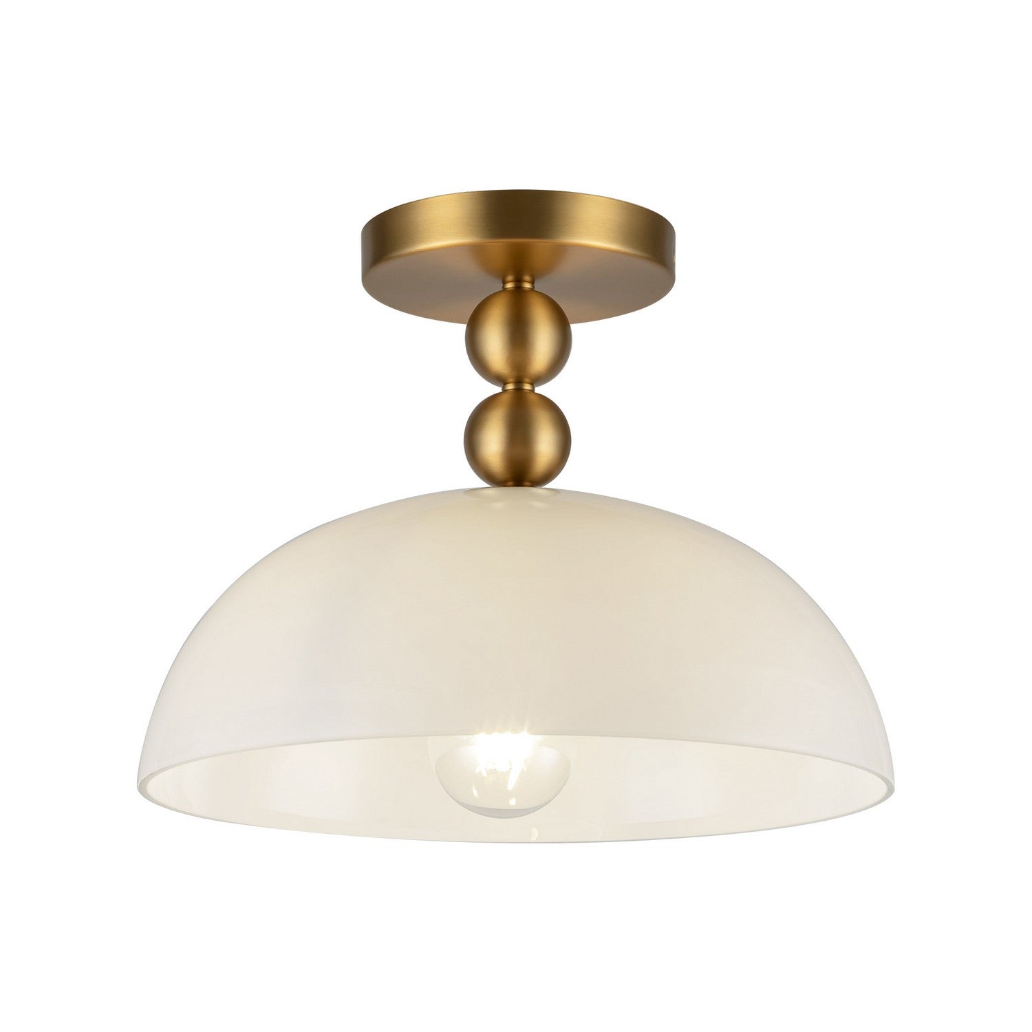 Alora - SF459012BGGO - One Light Semi-Flush Mount - Paisley - Brushed Gold/Glossy Opal Glass