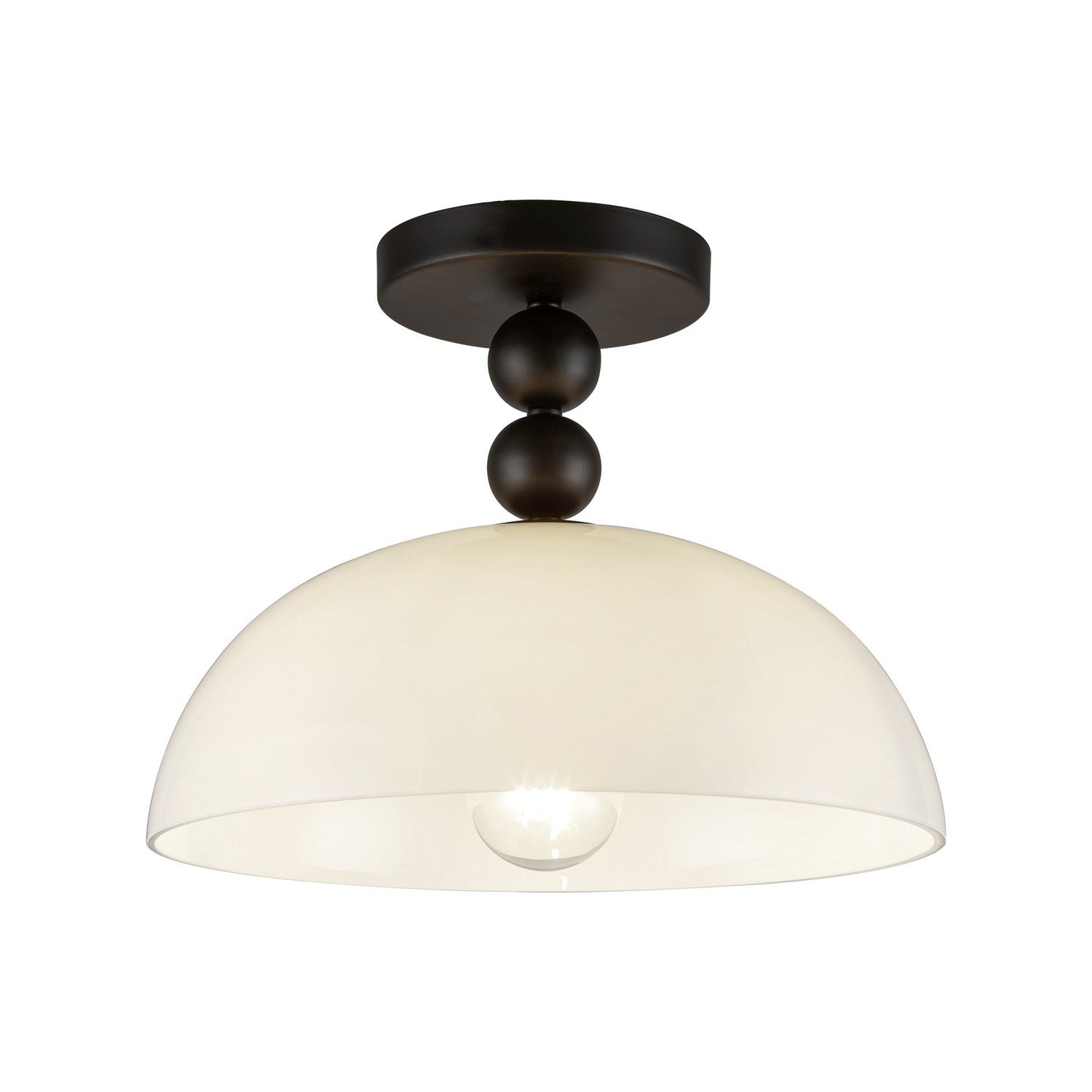 Alora - SF459012MBGO - One Light Semi-Flush Mount - Paisley - Matte Black/Glossy Opal Glass