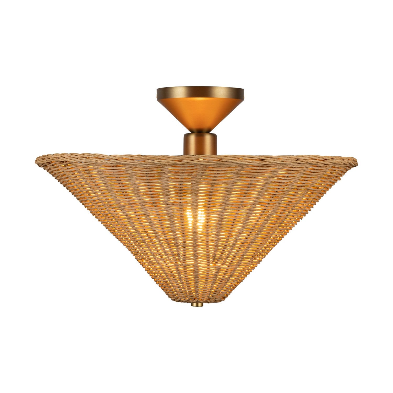 Alora - SF497016BGRA - One Light Semi-Flush Mount - Bridgette - Brushed Gold/Rattan