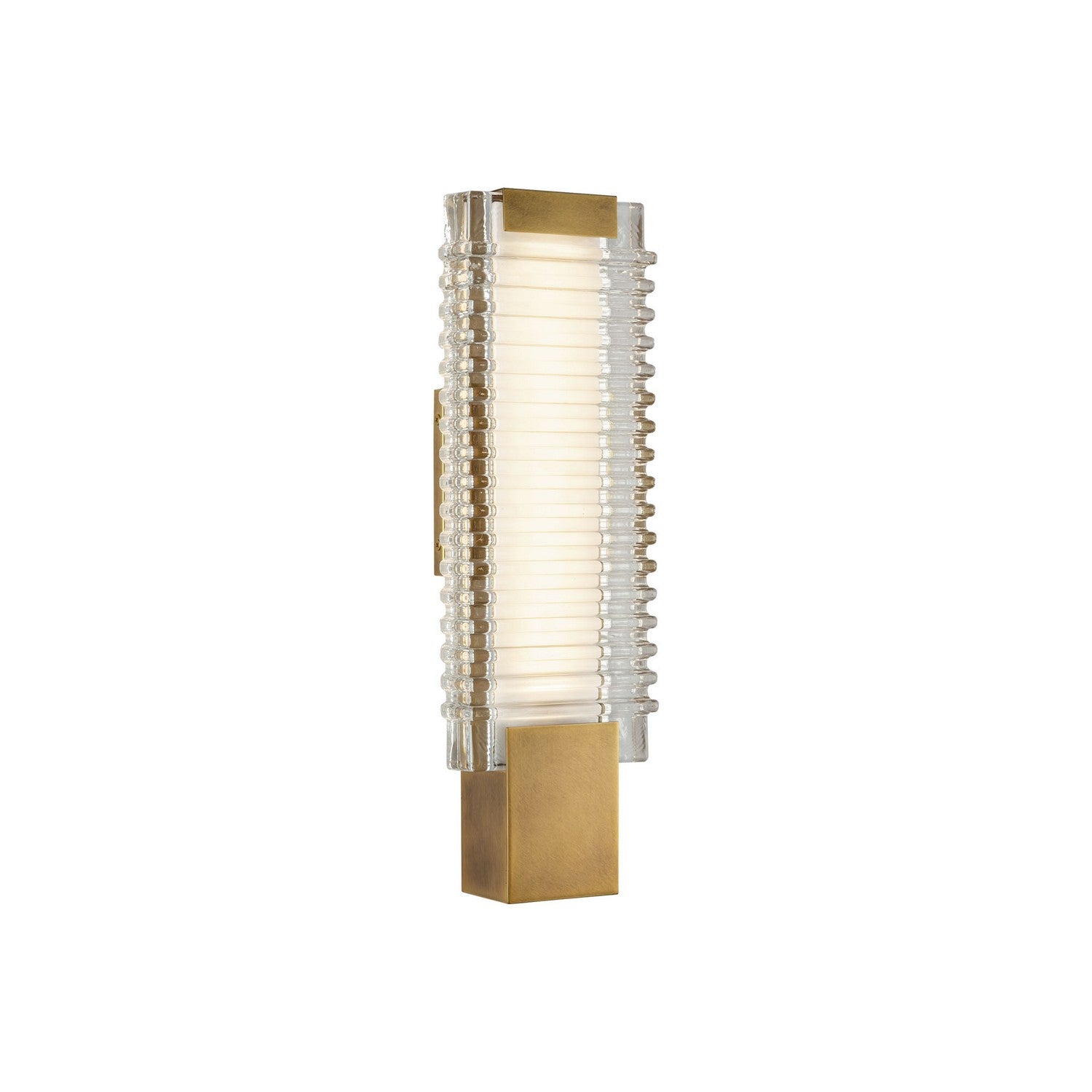 Alora - WV374118VBCR - LED Wall Vanity - Alai - Vintage Brass/Ribbed Glass
