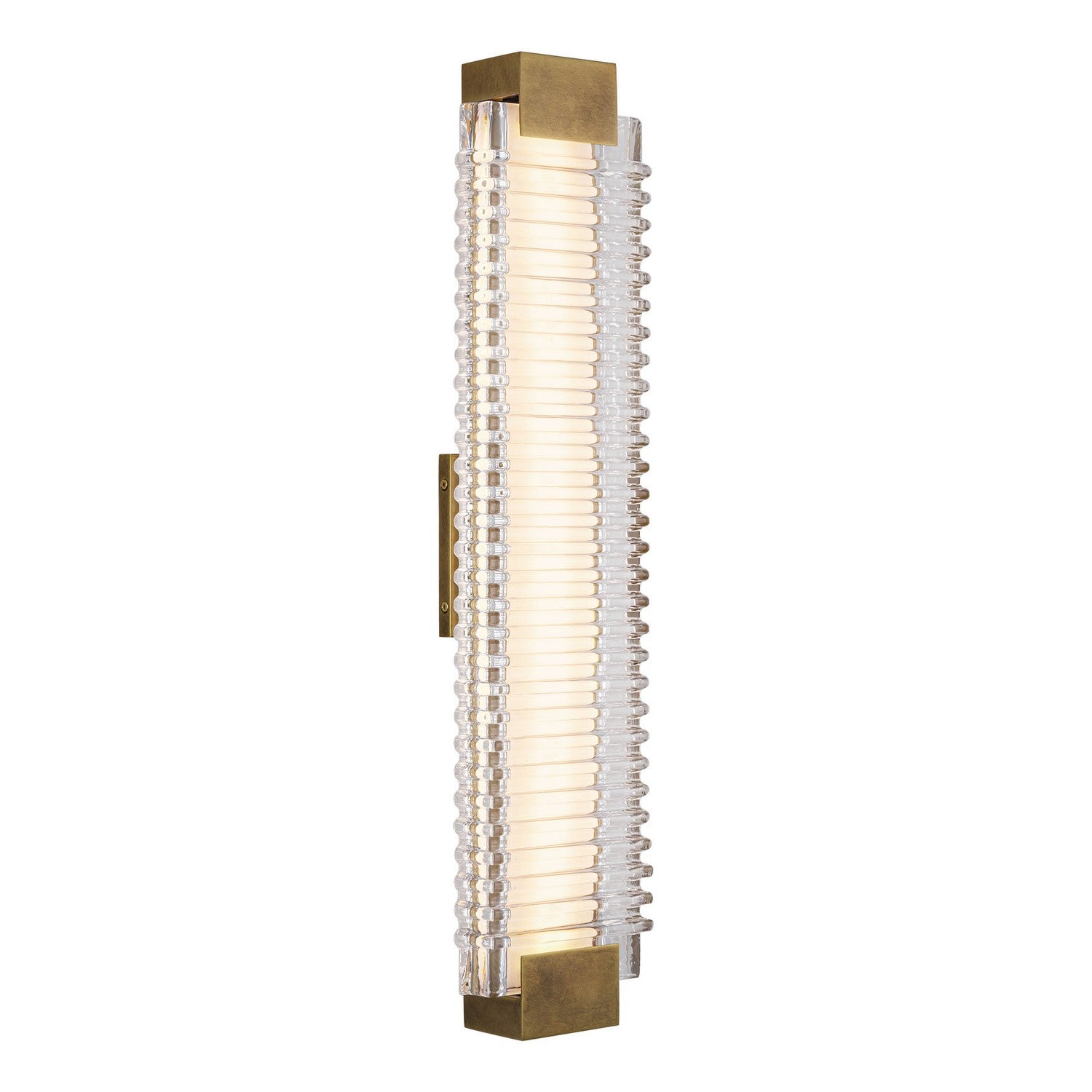 Alora - WV374225VBCR - LED Wall Vanity - Alai - Vintage Brass/Ribbed Glass
