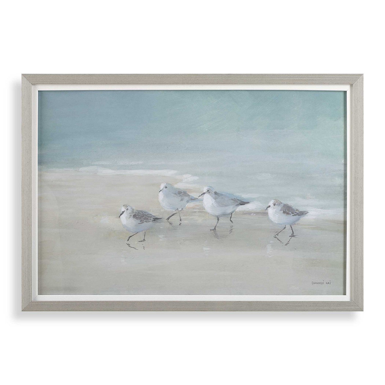 Uttermost - 32427 - Framed Print - Tranquil Shorebirds On The Sand - Light Gray Wood