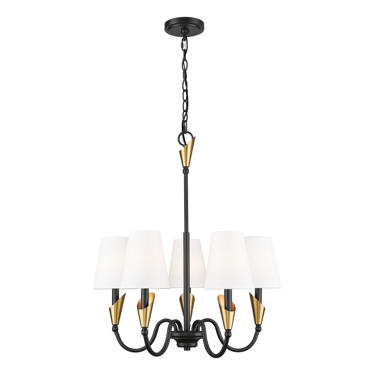 Z-Lite - 4014-24MB-MGLD - Five Light Chandelier - Claudelle - Matte Black + Modern Gold