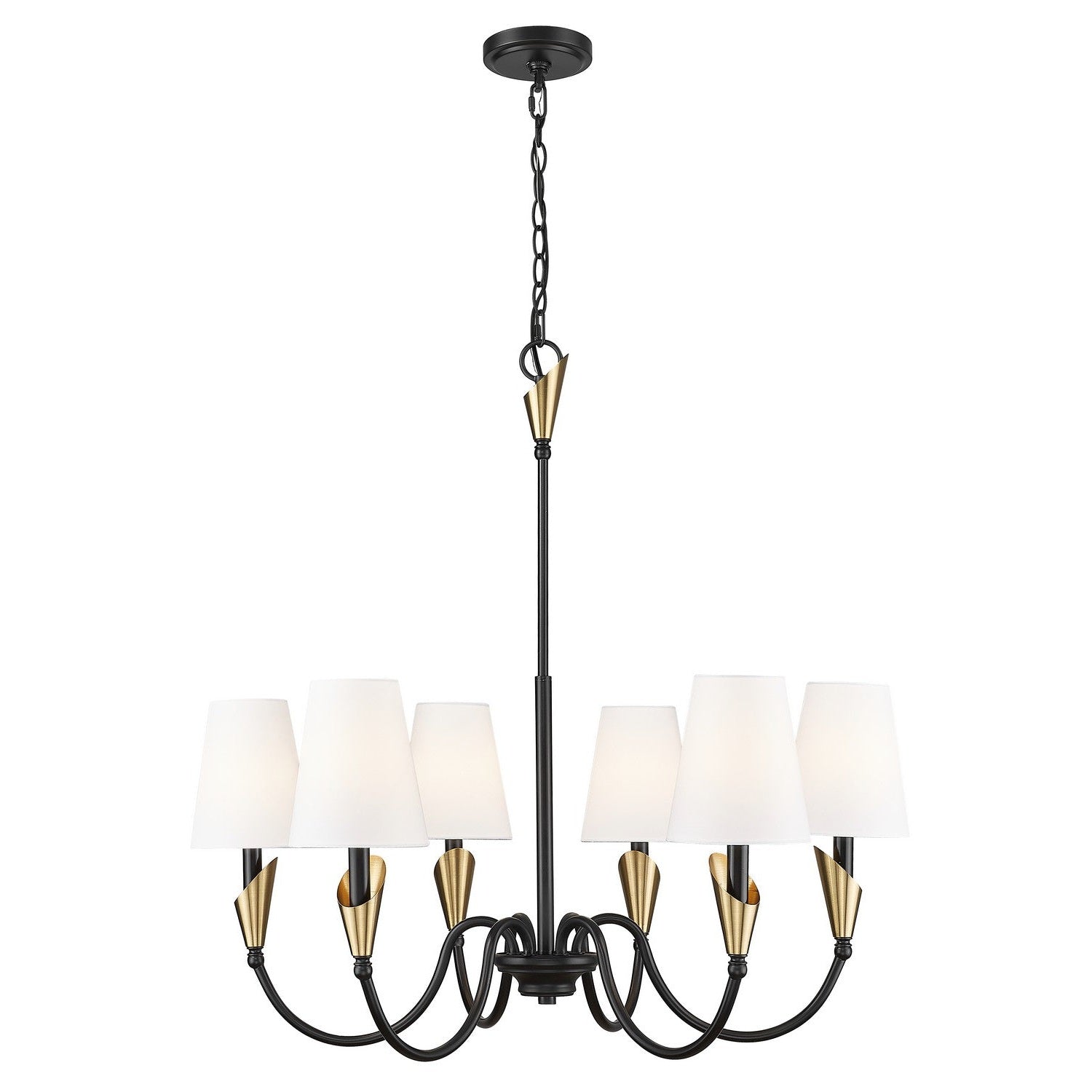 Z-Lite - 4014-32MB-MGLD - Six Light Chandelier - Claudelle - Matte Black + Modern Gold