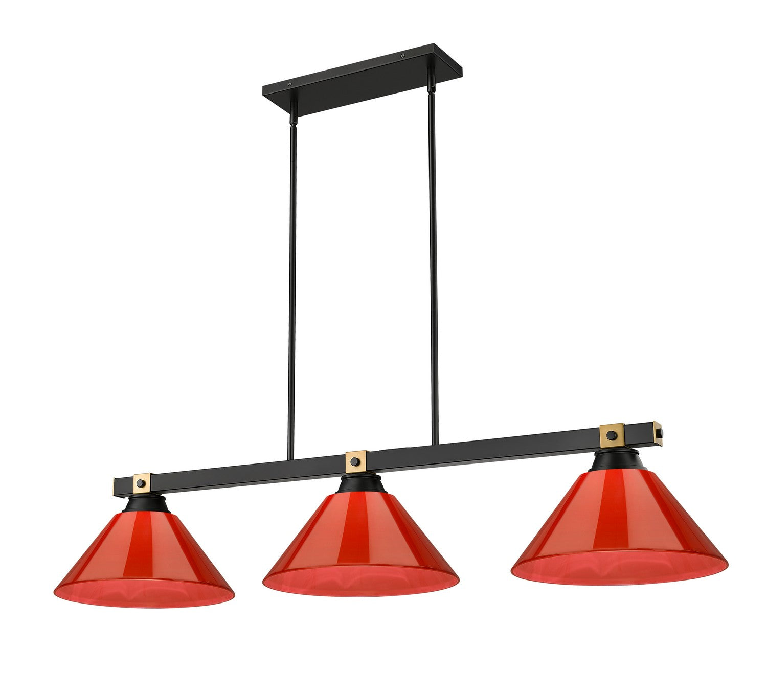 Z-Lite - 1955-3MB-RB-PRD - Three Light Billiard - Bronte - Matte Black + Rubbed Brass