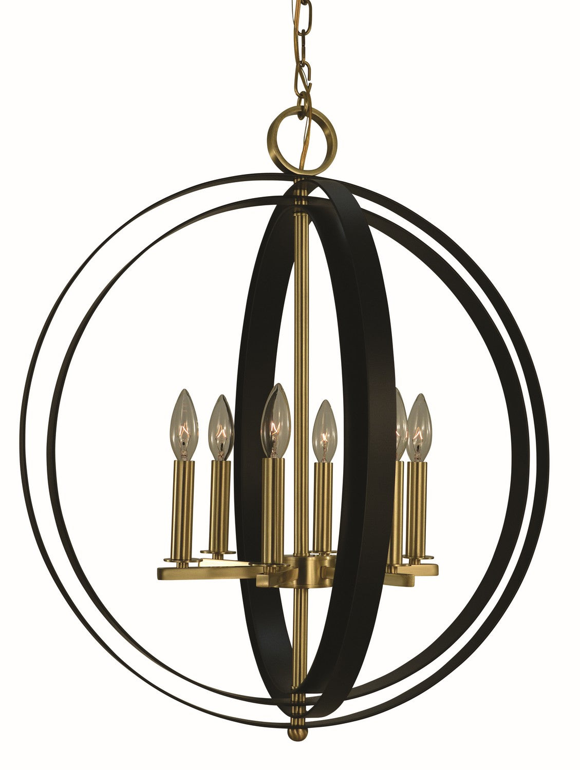 Framburg - 4655 BR/MBLACK - Six Light Pendant - Constellation - Brushed Brass with Matte Black