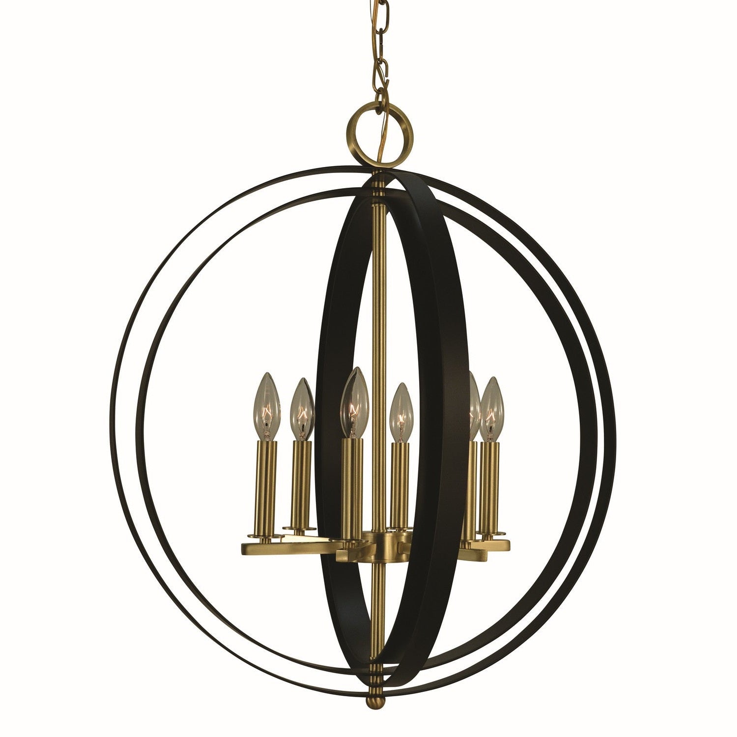 Framburg - 4655 BR/MBLACK - Six Light Pendant - Constellation - Brushed Brass with Matte Black