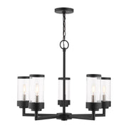 Livex Lighting - 20725-14 - Five Light Outdoor Chandelier - Hillcrest - Textured Black w/ Brushed Nickels
