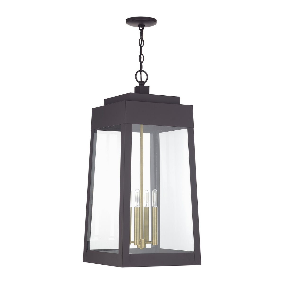 Livex Lighting - 20863-07 - Four Light Outdoor Pendant - Oslo - Bronze with Antique Brass