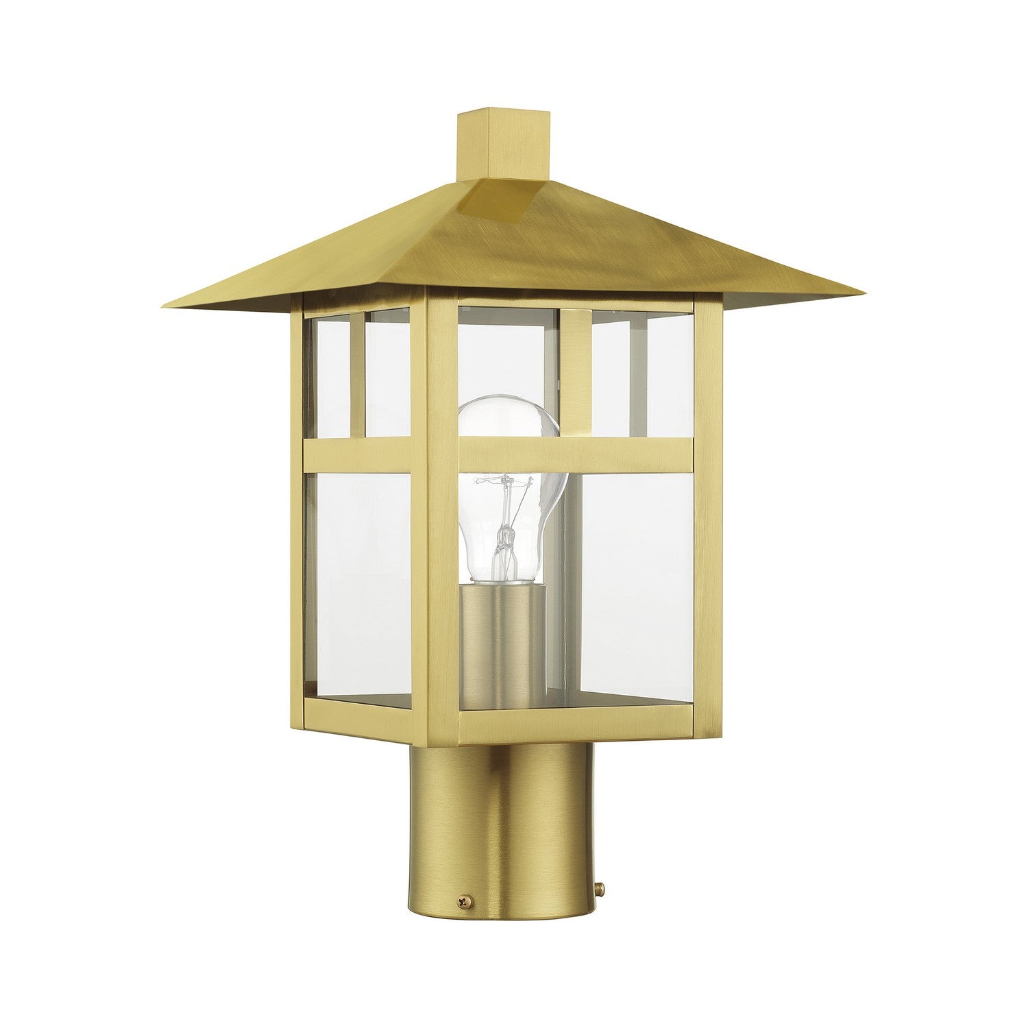 Livex Lighting - 21325-32 - One Light Outdoor Post Top Lantern - Crestlake - Satin Gold