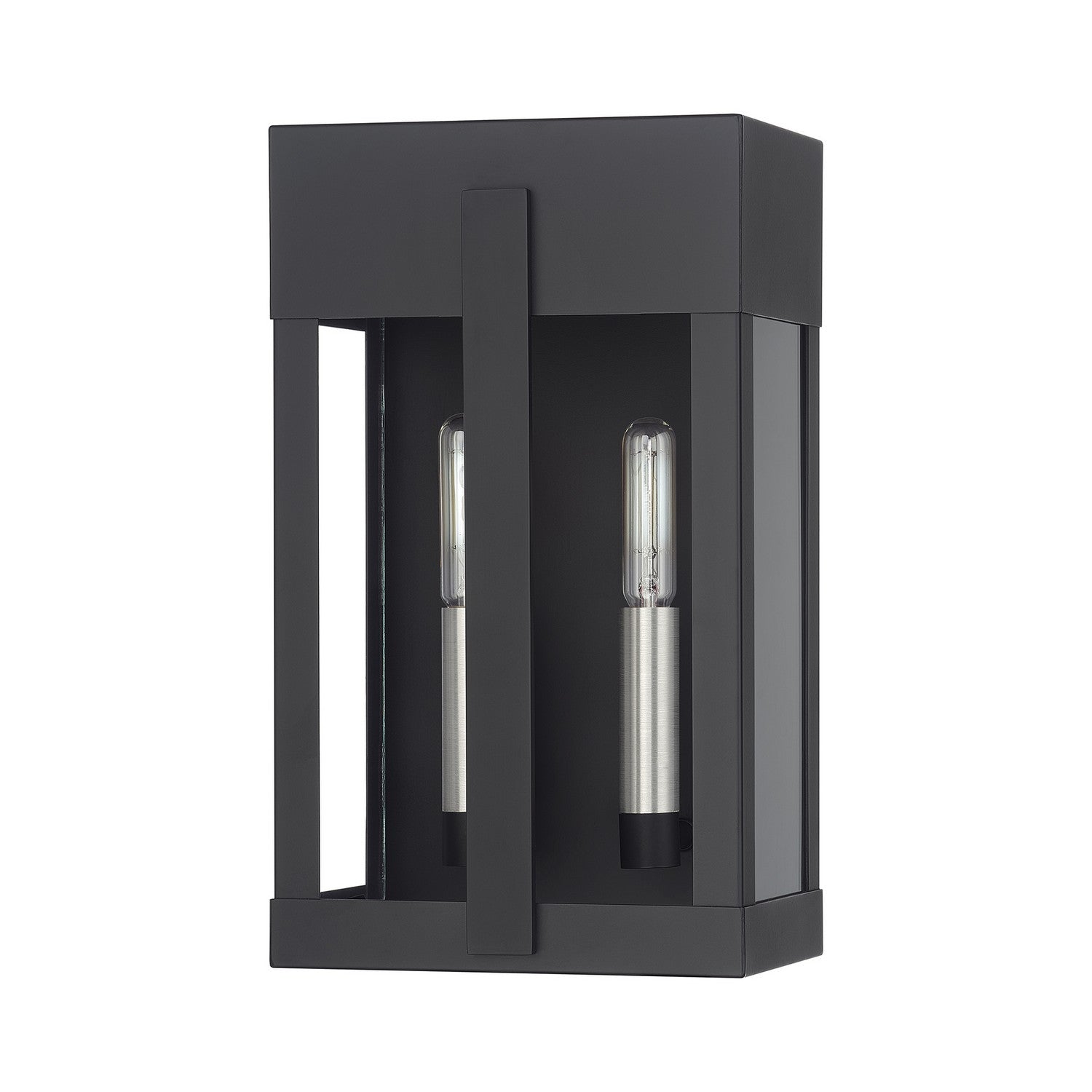 Livex Lighting - 28962-04 - Two Light Outdoor Wall Lantern - Berksford - Black with Brushed Nickel