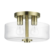 Livex Lighting - 46122-01 - Two Light Semi-Flush Mount - Whitworth - Antique Brass