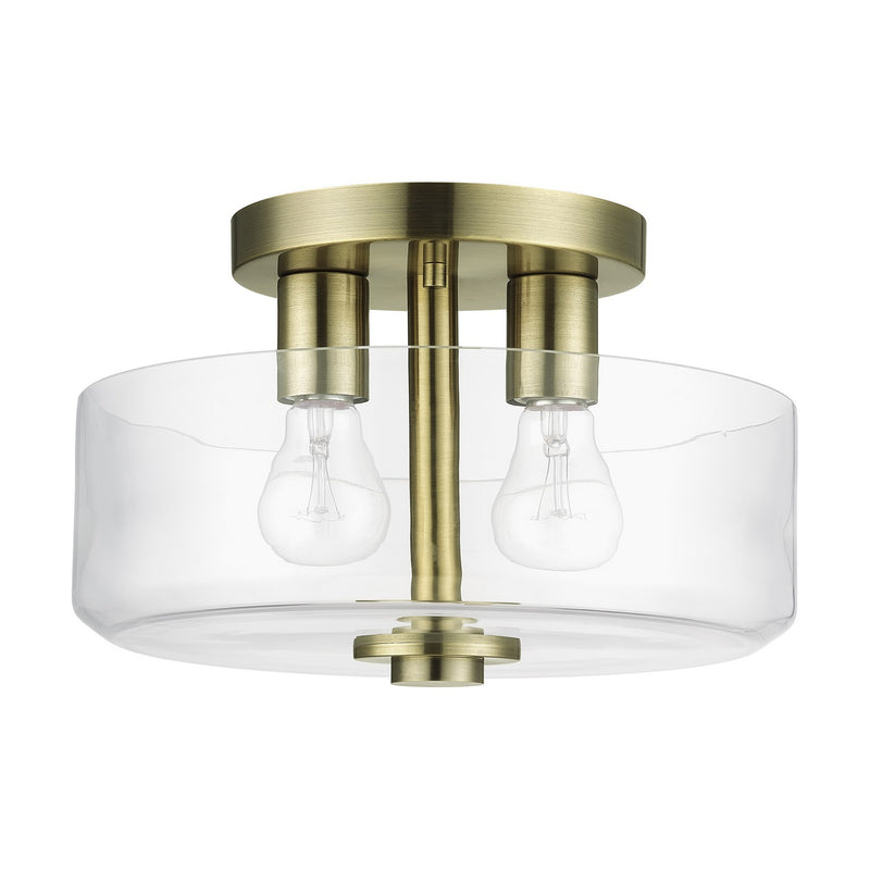 Livex Lighting - 46122-01 - Two Light Semi-Flush Mount - Whitworth - Antique Brass