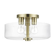 Livex Lighting - 46123-01 - Three Light Semi-Flush Mount - Whitworth - Antique Brass